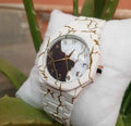Luxury White Marble Quartz Watch for Men | Premium Analog Wrist Watch with Gold Accents