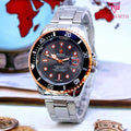 Men's Lolex Style Diver Watch with Date Function Silver Golden Dial