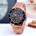 Men's Lolex Style Diver Watch with Date Function Silver Golden Dial