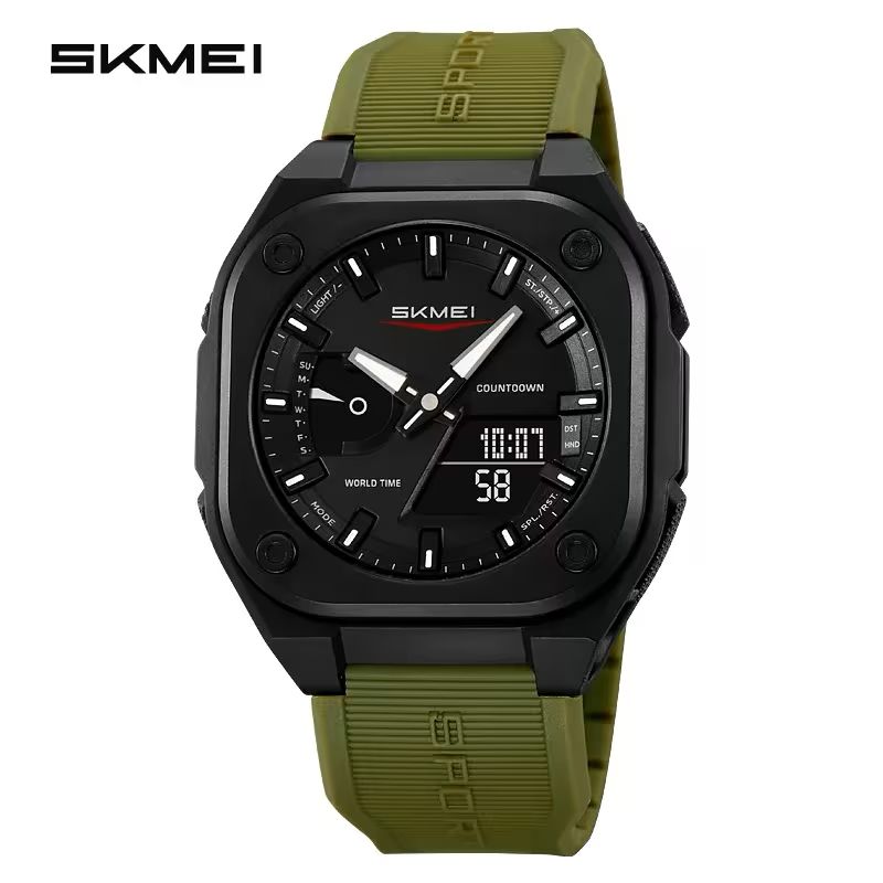 Risto Men's Tactical Square Sports Watch – Analog-Digital Dual Display