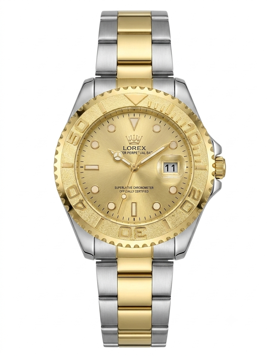 LOREX Two-Tone Gold & Silver Luxury Analog Men's Wrist Watch
