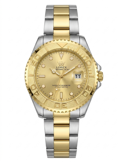 LOREX Two-Tone Gold & Silver Luxury Analog Men's Wrist Watch
