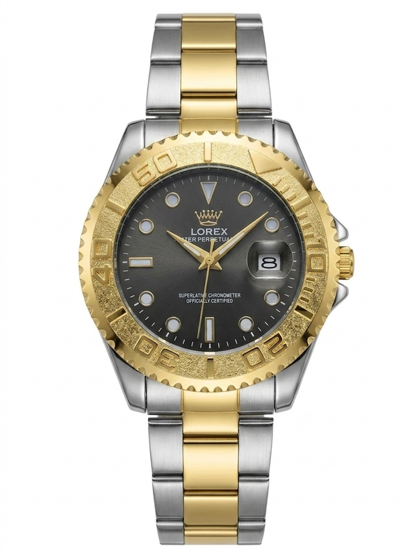 LOREX Two-Tone Gold & Silver Luxury Analog Men's Wrist Watch